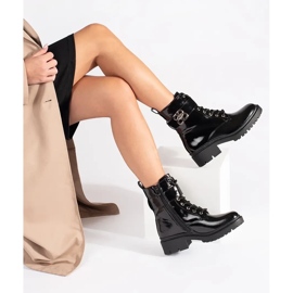 Botas barnizadas negras trabajadoras de mujeres negro 3