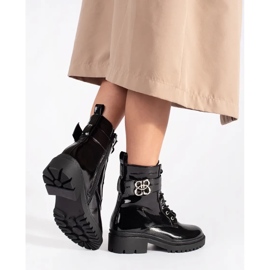 Botas barnizadas negras trabajadoras de mujeres negro 4