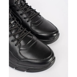 Botas masculinas de alto aislamiento hechas de cuero ecológico negro 1