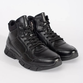 Botas masculinas de alto aislamiento hechas de cuero ecológico negro 2
