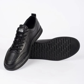 Zapatillas de zapatillas de zapatillas bajas en cuero ecológico negro 2