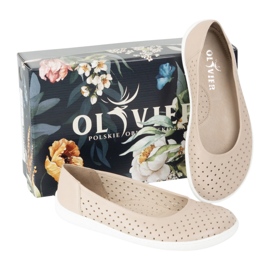 Olivier Ballerinas minimalistas de mujeres descalzos resbalaron 1771pol Openwork beige 8