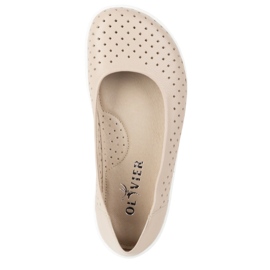 Olivier Ballerinas minimalistas de mujeres descalzos resbalaron 1771pol Openwork beige 7