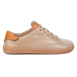 Zapatillas descalzos para mujeres Maja Olivier - Cappuccino zapatos de cuero anatómico beige 3