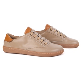 Zapatillas descalzos para mujeres Maja Olivier - Cappuccino zapatos de cuero anatómico beige 7