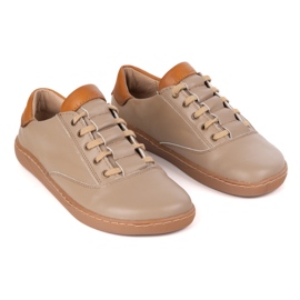 Zapatillas descalzos para mujeres Maja Olivier - Cappuccino zapatos de cuero anatómico beige 8