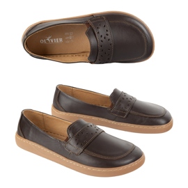 Olivier Mocasines de Inga de Inga descalzo de mujeres con un amplio esmalte delantero marrón oscuro 2