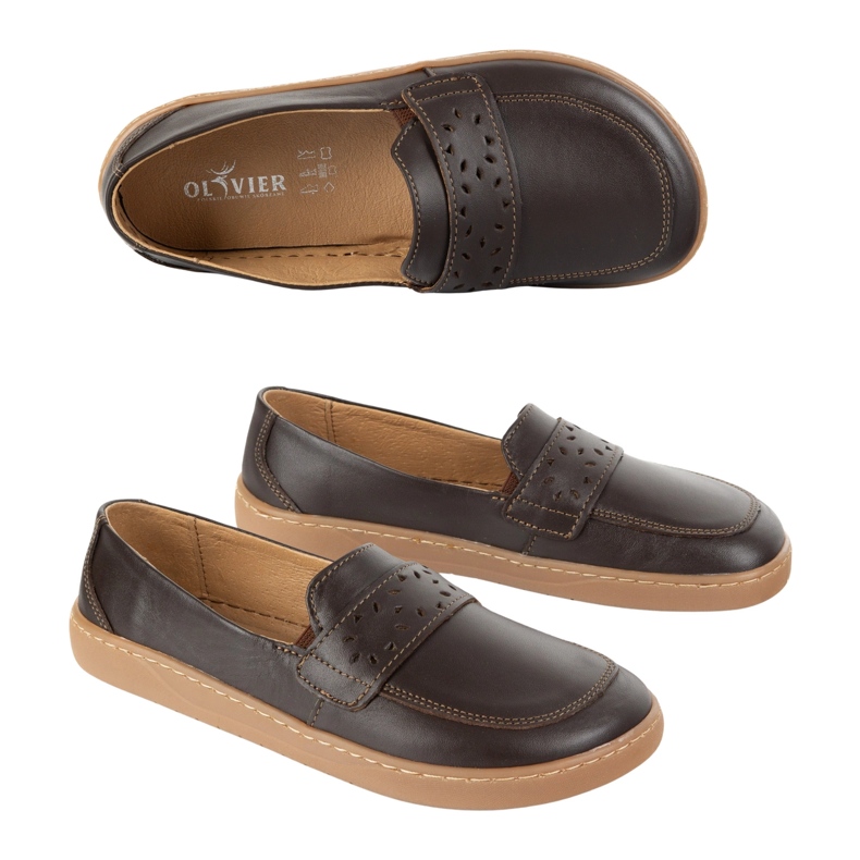 Olivier Mocasines de Inga de Inga descalzo de mujeres con un amplio esmalte delantero marrón oscuro 2