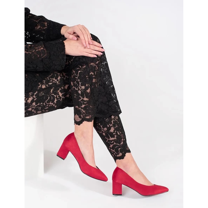 Goodin Bombas para mujeres de ante rojo 2