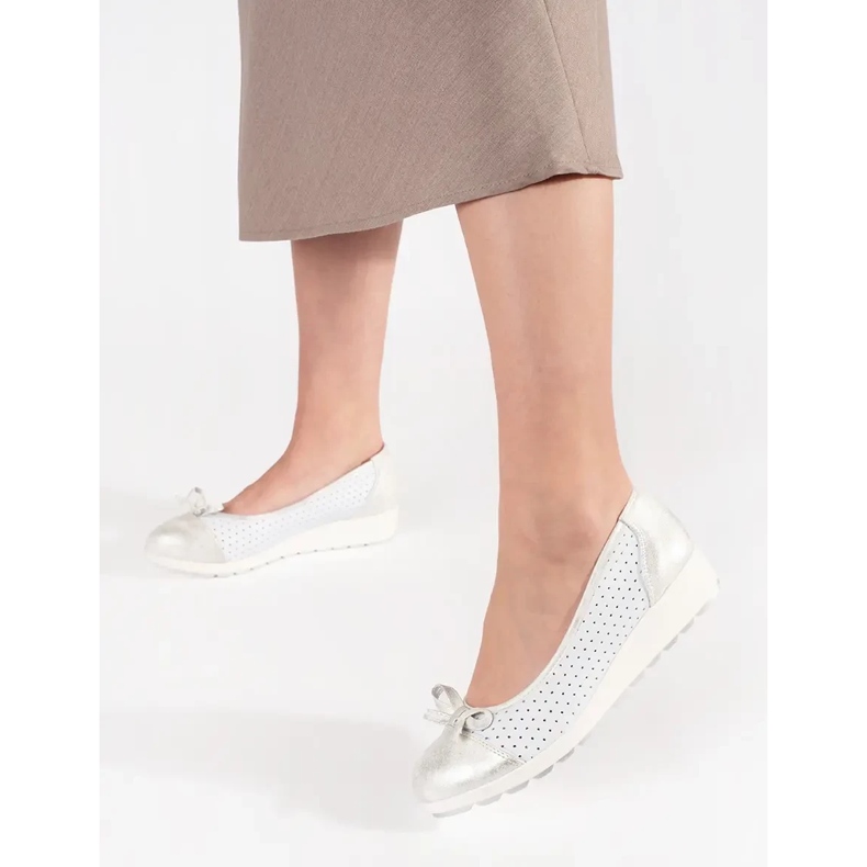 Goodin Cuñas de mujeres blancas y plateadas blanco 2