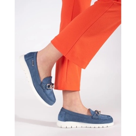 Goodin Mocasines azul de gamuza con una cadena 2