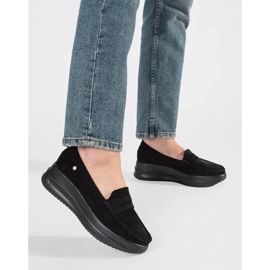Goodin Mocasines de gamuza sobre una suela negra gruesa negro 5