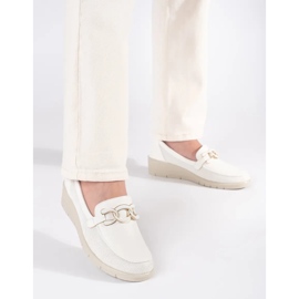 Seastar Zapatos de cuña blanca con una cadena decorativa blanco 2