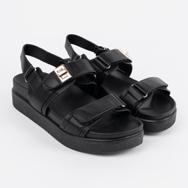 Goodin Sandalias negras elegantes en la plataforma negro 3