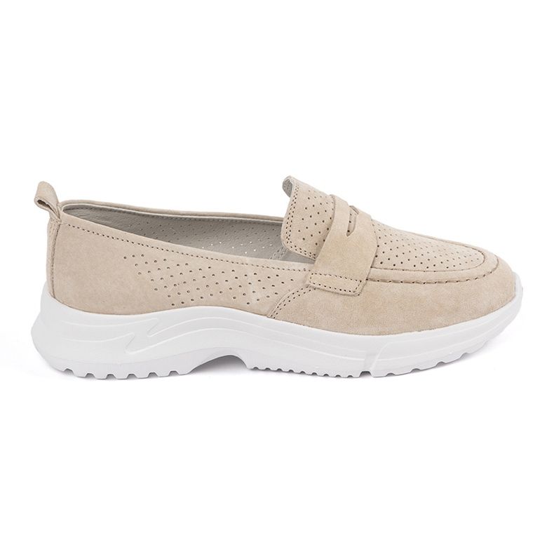 Goodin Mocasines beige de cuero en la plataforma 1
