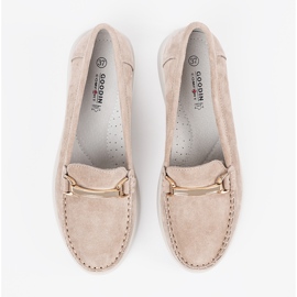 Goodin Mocasines beige hechos de cuero natural 4