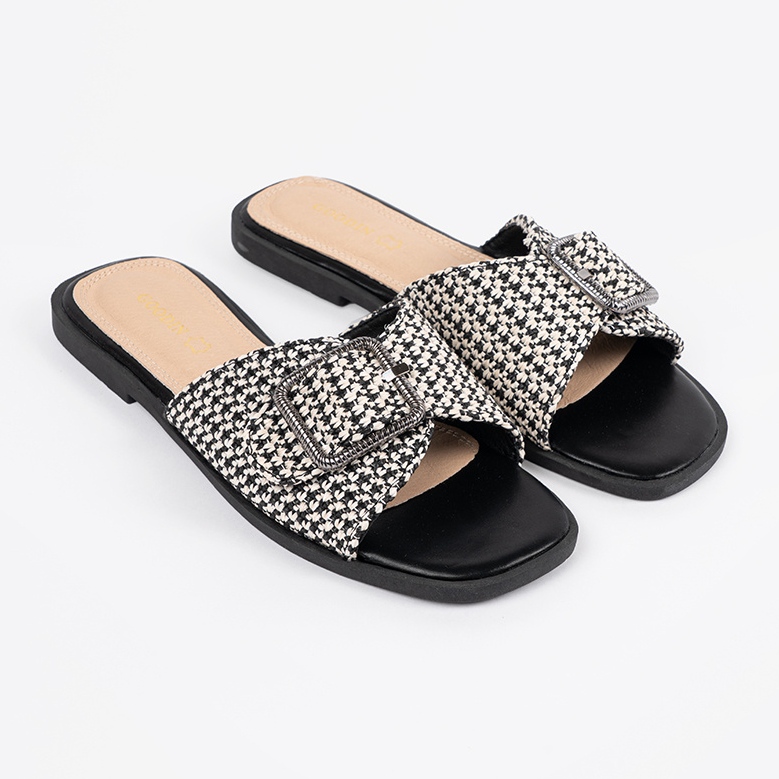 Goodin Zapatillas con una rejilla en blanco y negro con hebilla 2 Goodin Zapatillas con una rejilla en blanco y negro con hebilla 2