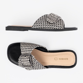 Goodin Zapatillas con una rejilla en blanco y negro con hebilla 4