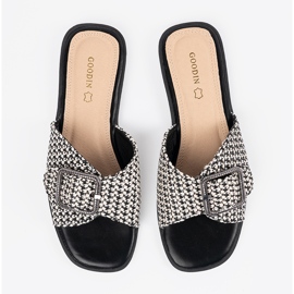 Goodin Zapatillas con una rejilla en blanco y negro con hebilla 3
