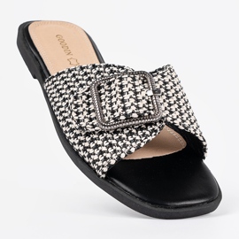 Goodin Zapatillas con una rejilla en blanco y negro con hebilla 5