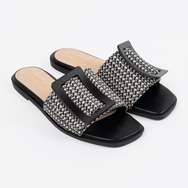 Goodin Tedeed colgajo en una suela plana en blanco y negro 2