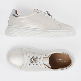 Zapatillas blancas y plateadas con alfileres de cuero Sergio Leone blanco 5