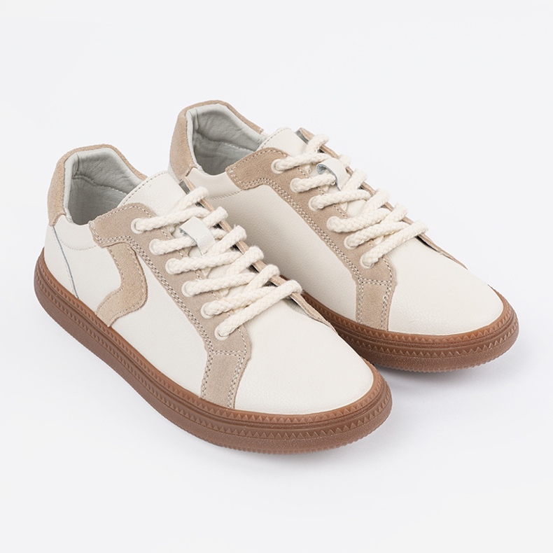 Zapatillas de cuero para mujeres blancas y beige Sergio Leone 1