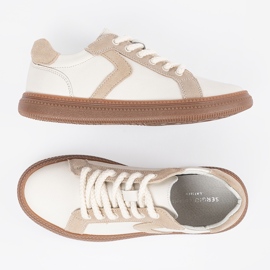 Zapatillas de cuero para mujeres blancas y beige Sergio Leone 4