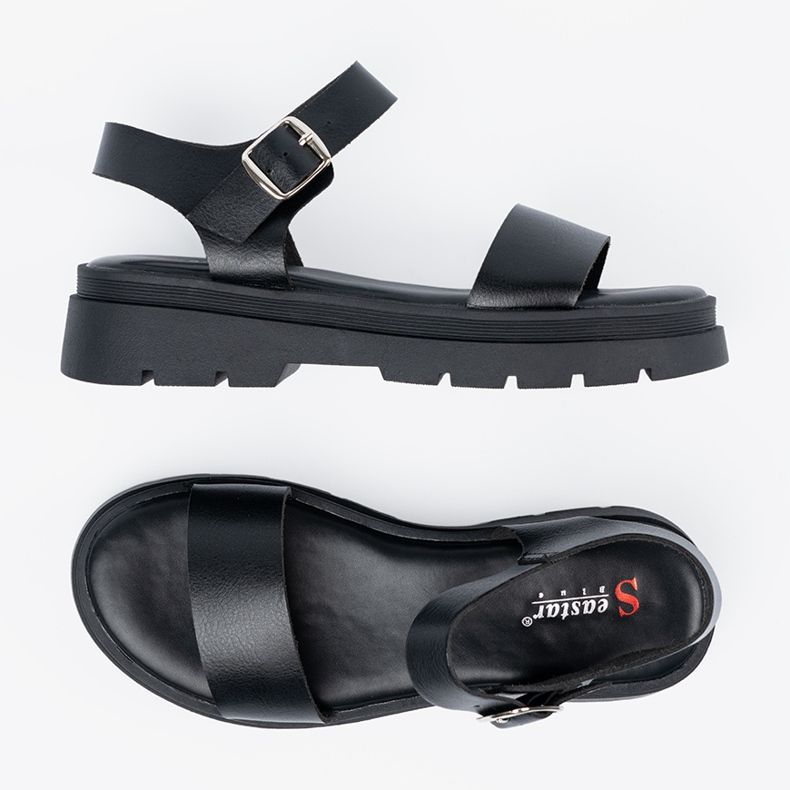 Seastar Sandalias negras para mujeres en la plataforma negro 1
