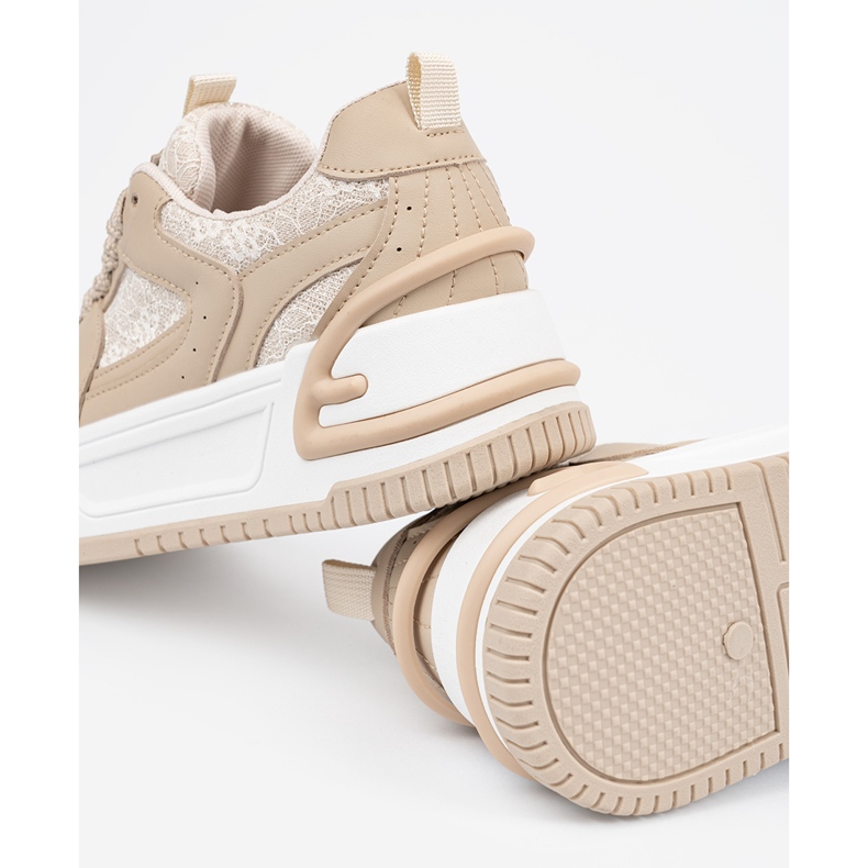 Zapatillas de deporte para mujeres con beige de encaje 2