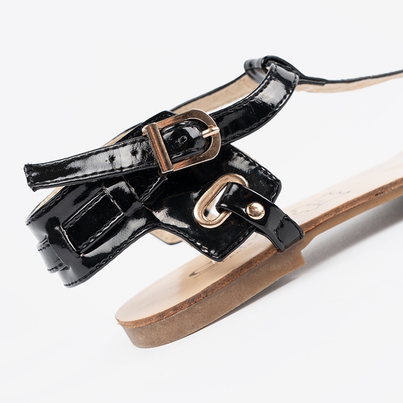 Sandalias planas negras al estilo de japonés negro 2