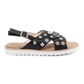 Shelvt Sandalias negras con pernos decorativos negro 2