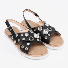 Shelvt Sandalias negras con pernos decorativos negro 3