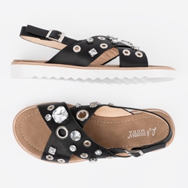 Shelvt Sandalias negras con pernos decorativos negro 5