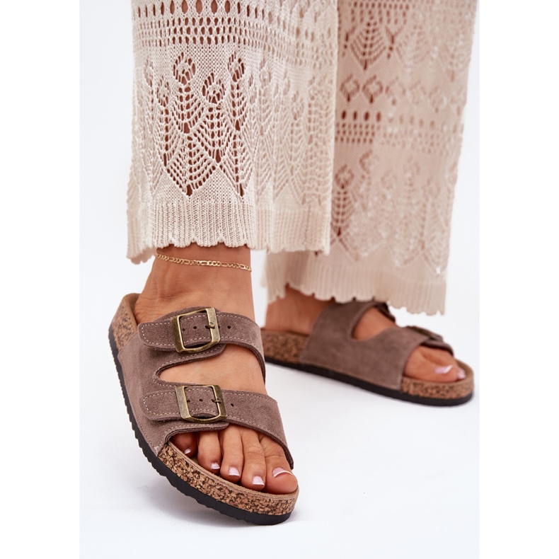 Inna Suela de corcho con abrazaderas oscuras beige 2