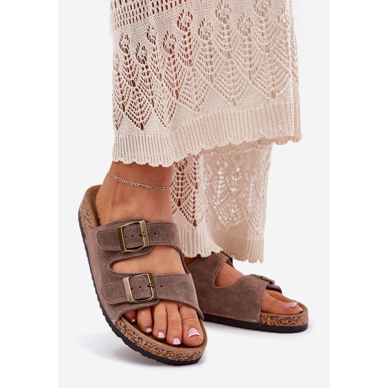 Inna Suela de corcho con abrazaderas oscuras beige 1