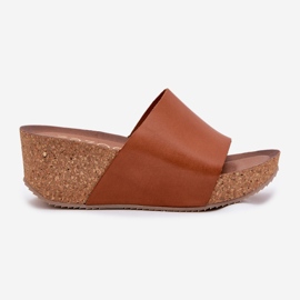 Zazoo 40291 zapatillas para mujeres de cuero en las cuñas marrones de corcho marrón 7