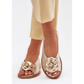 Sandalias planas de cuero con decoración chebello 4642 oro dorado 3