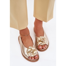 Sandalias planas de cuero con decoración chebello 4642 oro dorado 5