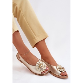 Sandalias planas de cuero con decoración chebello 4642 oro dorado 7