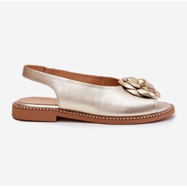 Sandalias planas de cuero con decoración chebello 4642 oro dorado 8
