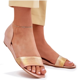 Sandalias de cuero Maciejka 01971-72 Oro rosa rosado 9