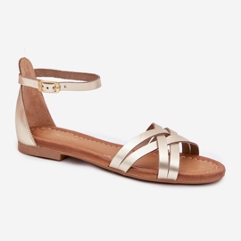 Sandalias de cuero para mujer plana Maciejka 07029-25 PLN dorado 4