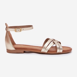 Sandalias de cuero para mujer plana Maciejka 07029-25 PLN dorado 8