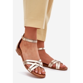 Sandalias de cuero para mujer plana Maciejka 07029-25 PLN dorado 1