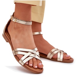 Sandalias de cuero para mujer plana Maciejka 07029-25 PLN dorado 9