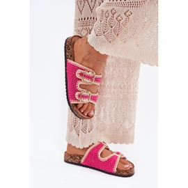 Crochet Flip Flip Flip con hebillas doradas Fucsia rosado 6