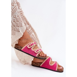 Crochet Flip Flip Flip con hebillas doradas Fucsia rosado 7