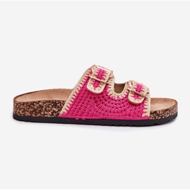 Crochet Flip Flip Flip con hebillas doradas Fucsia rosado 8