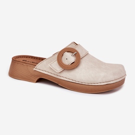 Zapatillas zuecos para mujeres con inblu tf000001 hebilla beige 4